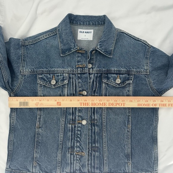 Old Navy Women's S- Denim Jacket Blue Medium Wash Lightly Distressed 100% Cotton - Picture 7 of 9